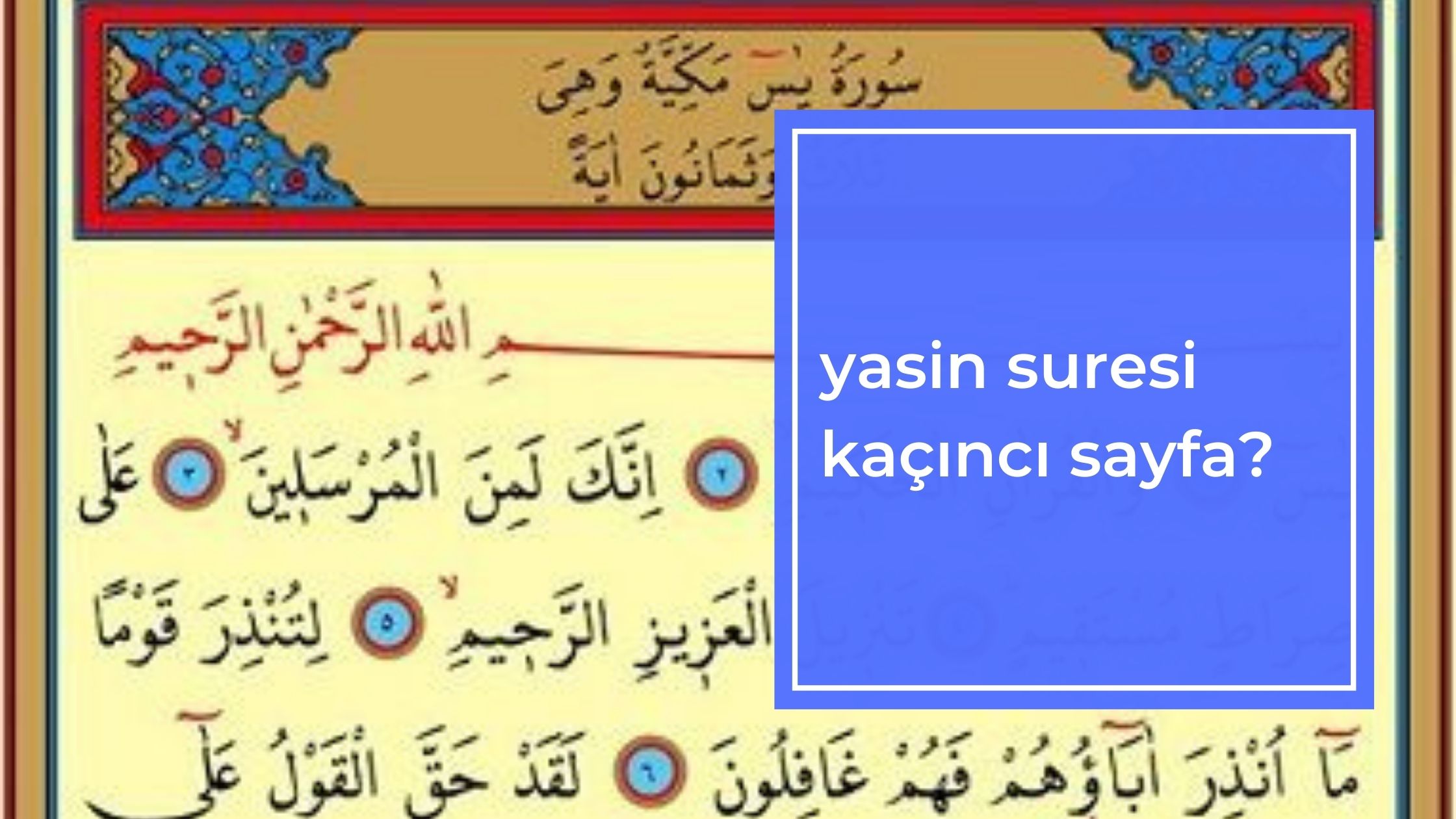 Yasin Süresi Kaçıncı Sayfa