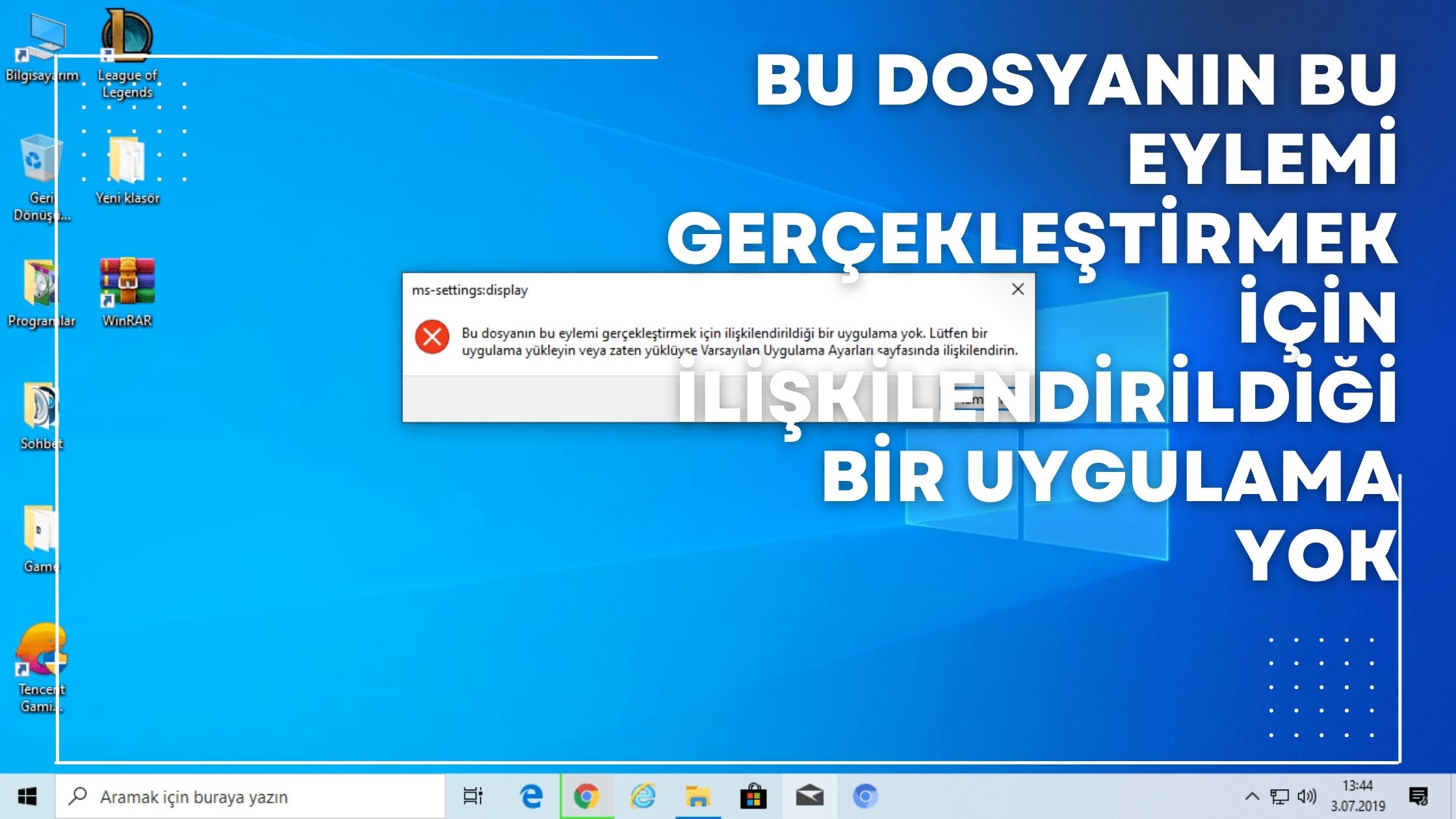 Bu Dosyanın Bu Eylemi Gerçekleştirmek İçin İlişkilendirildiği Bir Uygulama Yok