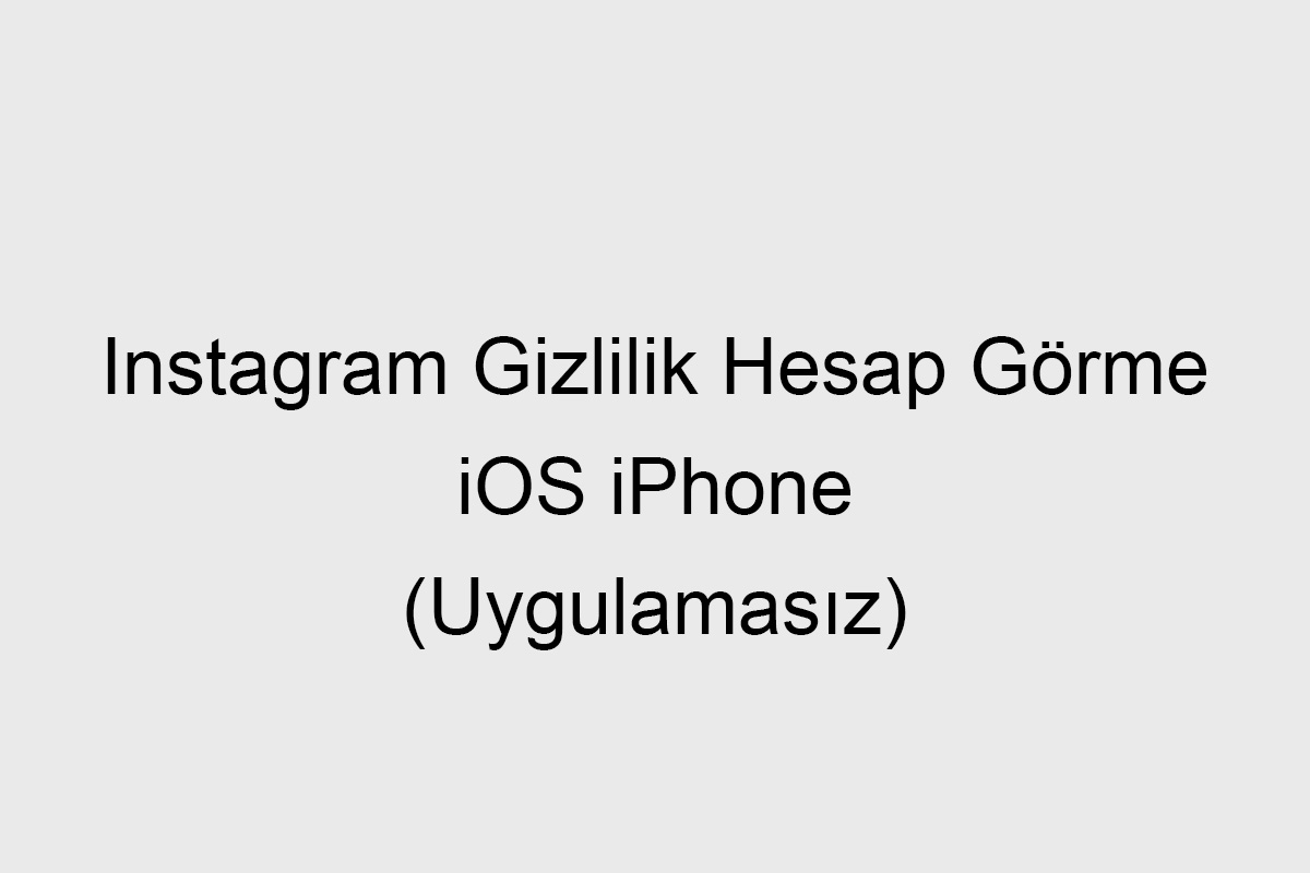 Instagram Gizlilik Hesap Görme iOS iPhone (Uygulamasız)