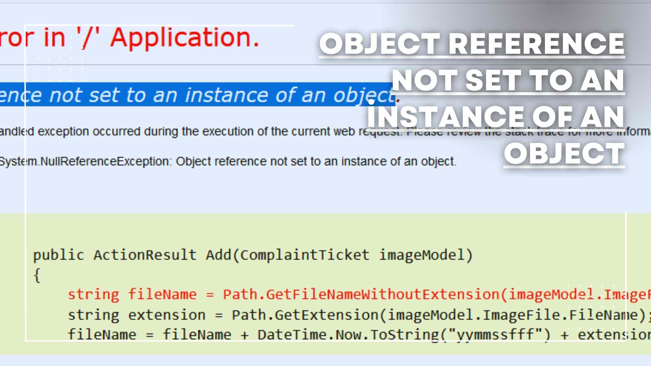 object reference not set to an instance of an object çözümü